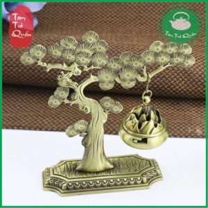 Giá cây mai mini bằng đồng treo lư hương trầm