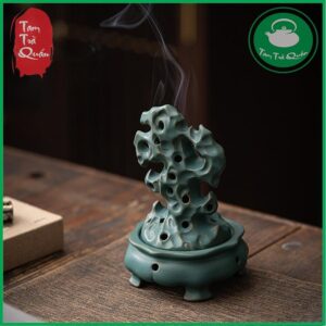Alternative view of Lư hương đốt trầm, xông trầm gốm hình dạng đá Thái Hồ