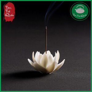 Bông sen gốm trắng thắp nhang trầm hương