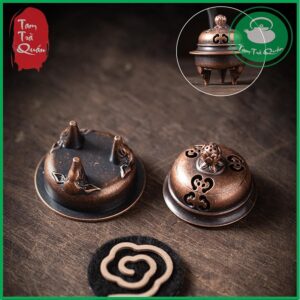 Lư đồng mini xông trầm ( khoanh mini) - Mẫu vàng hồng - Ảnh 3