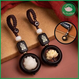 Móc chìa khóa nhẫn gỗ mun
