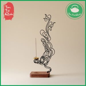 Đế cắm hương trầm inox kèm đế gỗ dáng tiên nữ