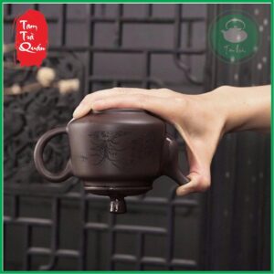 Alternative view of Ấm trà gốm Đức Hóa ,Tuyền Châu 240ml họa tiết ( tử nê)