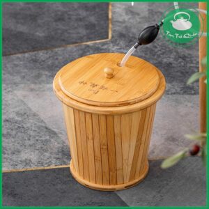 Thùng gỗ tre đựng nước thải trà | Dụng cụ thưởng trà - Ảnh 4