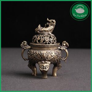 Alternative view of Lư đồng mini tỳ hưu đốt trầm mini hoặc trang trí bàn trà - Kích thước 6cm x 5cm, khối lượng 60g