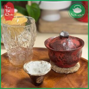 Alternative view of Khải gốm Tuyền Châu pha trà 120ml [ MEN ĐỎ ĐEN ]