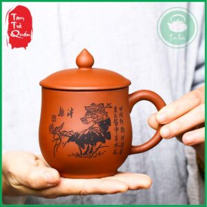 Cốc pha trà có nắp gốm Nghi Hưng 350ml