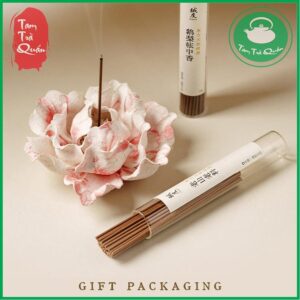 Đế cắm hương trầm hoa mẫu đơn bằng gốm kèm kệ đỡ gỗ ( tặng hương trầm 8 loại ) - Ảnh 3