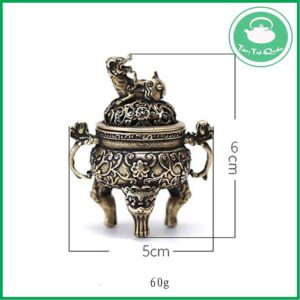 Lư đồng mini tỳ hưu đốt trầm mini hoặc trang trí bàn trà - Kích thước 6cm x 5cm, khối lượng 60g