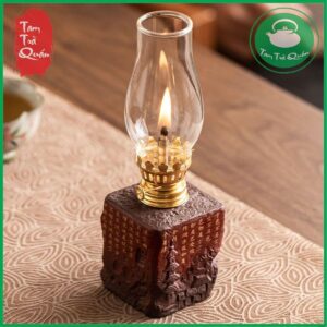 Đèn dầu gốm thân tạc tượng phật, họa tâm kinh - Ảnh 3