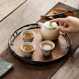 Khay thưởng trà tròn bằng trúc tím, mây đan | Dụng cụ thưởng trà - Ảnh 3