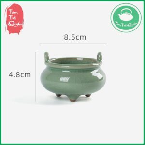 Lư sứ đốt hương trầm xanh men rạn - Ảnh 5