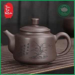 Ấm trà gốm Đức Hóa ,Tuyền Châu 240ml họa tiết ( tử nê)