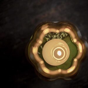 Đèn thủy tinh đế gốm chân cao thắp nến tealight - Ảnh 3