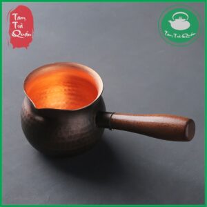 Tống trà, ấm đun bằng đồng tay cầm cán gỗ 300ml [ TỐNG TRÒN BẦU ]