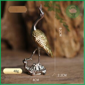 Tượng chim hạc cưỡi kim quy cắm hương trầm trang trí phòng trà - Ảnh 3
