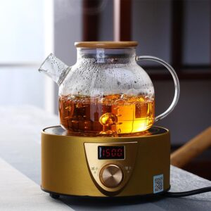 Ấm trà thủy tinh chịu nhiệt nắp gỗ 1800ml - Ảnh 5