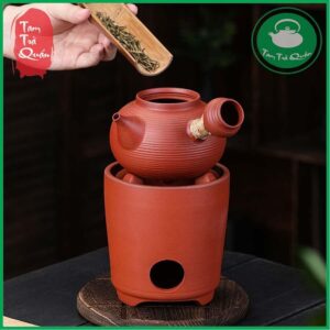 Ấm đun trà, đun nước pha trà gốm đỏ Triều Châu có cán cầm 580ml - Ảnh 3