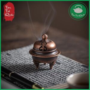 Lư đồng mini xông trầm ( khoanh mini) - Mẫu vàng hồng - Ảnh 4