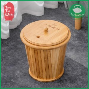 Thùng gỗ tre đựng nước thải trà | Dụng cụ thưởng trà