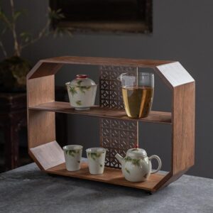 Alternative view of Kệ 2 tầng gỗ tre trưng bày ấm và dụng cụ trà đạo