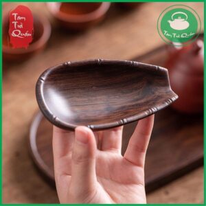 Bộ cung nhãn trà, máng trà gỗ tre kèm cây gạt trà ( MẪU GỖ MUN ) - Ảnh 5