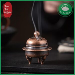 Lư đồng mini xông trầm ( khoanh mini) - Mẫu vàng hồng - Ảnh 6