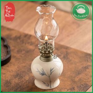 Đèn dầu sứ trắng đục họa tiết vẽ tay - Ảnh 4