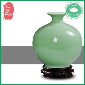 Bình sứ men ngọc Cảnh Đức Trấn kèm đế kê trang trí phòng trà, phòng khách - Ảnh 5