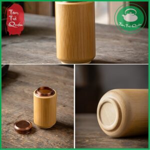 Hũ, lọ đựng trà gỗ tre già nắp thiếc | Dụng cụ thưởng trà - Ảnh 5