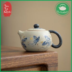 Ấm trà dáng tây thi gốm Đức Hóa họa tiết hồ điệp 220ml