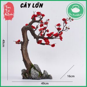Cây hoa mận đỏ bằng nhựa thông đế đá trang trí nhà cửa - Ảnh 4