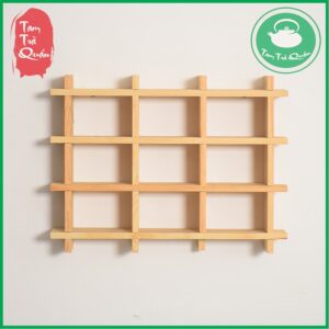 Kệ gỗ treo tường chữ nhật 9 ô trưng bày ấm chén, tượng tĩnh - Ảnh 4
