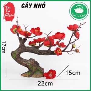 Cây hoa mận đỏ bằng nhựa thông đế đá trang trí nhà cửa - Ảnh 6