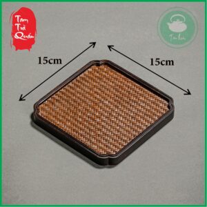 Khay gỗ mun dưỡng ấm tử sa bề mặt mây đan - Ảnh 6