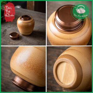 Hũ, lọ đựng trà gỗ tre già nắp thiếc | Dụng cụ thưởng trà - Ảnh 4