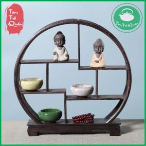 Kệ gỗ để bàn trà trưng bày chén tử sa, trà cụ, tượng tĩnh