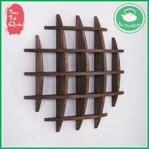 Giá gỗ treo tường caro kể ấm, chén trà cụ - Ảnh 3