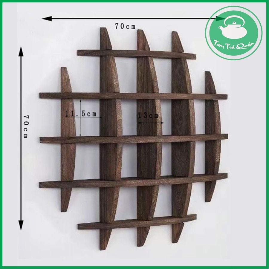Giá gỗ treo tường caro kể ấm, chén trà cụ - Ảnh 4