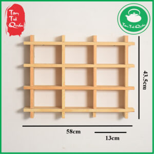 Kệ gỗ treo tường chữ nhật 9 ô trưng bày ấm chén, tượng tĩnh - Ảnh 6