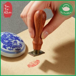 Con dấu bằng đồng cán gỗ – Stamp dấu đỏ trang trí thư pháp, thiệp
