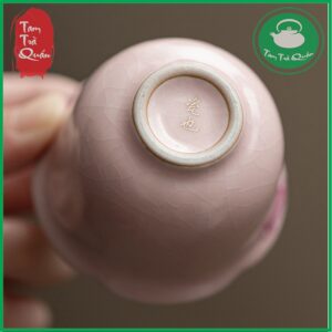 Chén sứ Thanh Hoa men rạn họa tiết mẫu đơn 55ml [ CHÉN HỒNG] - Ảnh 3