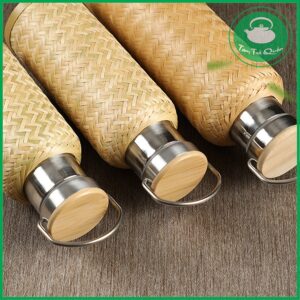 Bình giữ nhiệt ,ủ trà vỏ tre đan 500ml - Ảnh 5