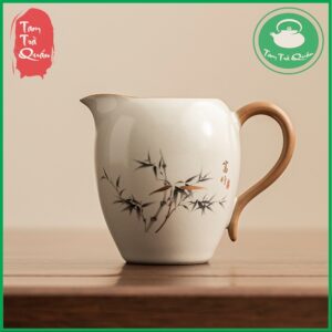 Tống chuyên trà sứ men rạn họa tiết cành trúc 215ml