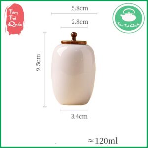 Hũ đựng, bảo quản trà sứ men ngọc nắp gỗ - Ảnh 6