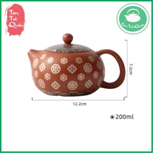 Ấm tử sa Nghi Hưng dáng tây thi họa tiết đồng tâm cách điệu 200 ml (Đại Hồng Bào) - Ảnh 5