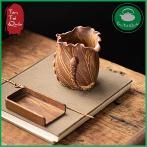 Alternative view of Tống chuyên trà gốm thô cô diệp - vân lá sen 210ml